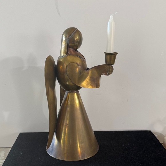 Brass Angel Candleholder Vintage Christmas Decor - Picture 2 of 9